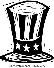 Black and white vector illustration of uncle Sam's hat