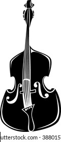 a black and white vector illustration of a upright or double bass