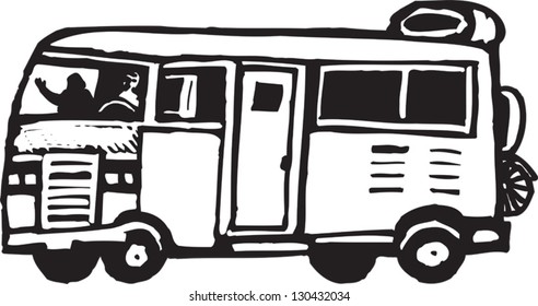 Black and white vector illustration of a vehicle