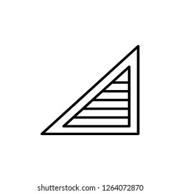 Black & white vector illustration of venetian curtain shutter. Line icon of triangle window horizontal blind jalousie. Isolated object on white background