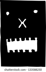 Black and white vector illustration of video game character