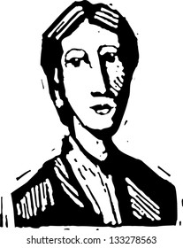 Black And White Vector Illustration Of Virginia Woolf