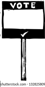 Black And White Vector Illustration Of Voting Picket Sign