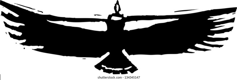 Black and white vector illustration of a vulture or condor