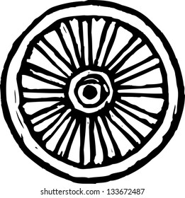 Black and white vector illustration of wagon wheel