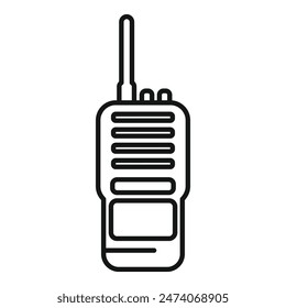 Black and white vector illustration of a walkie talkie silhouette drawing. A simple and minimal graphic clip. Representing a two way communication device used in various fields such as construction