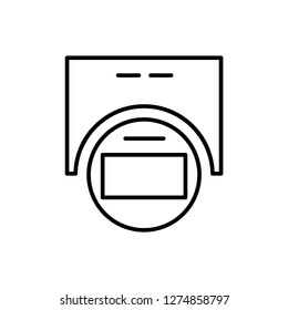 Black & white vector illustration of wall motion security sensor. Line icon of outdoor & indoor light fixture. Isolated object on white background
