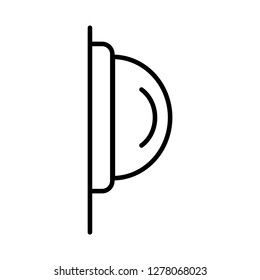 Black & white vector illustration of wall sconce half circle lamp. Line icon of outdoor & indoor light fixture. Isolated object on white background