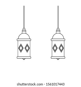 Black & white vector illustration of wall sconce lantern lamp. Line icon of outdoor & indoor light fixture. Isolated object on white background