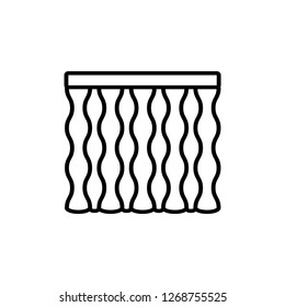Black & white vector illustration of wave shape curtain shutter. Line icon of window vertical blind jalousie. Isolated object on white background