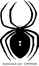 Black and white vector illustration of black widow spider