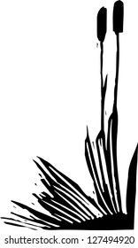 Black and white vector illustration of a wild flower