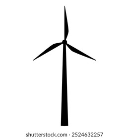 Black and white vector illustration of wind turbine