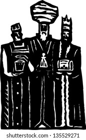 Ilustración vectorial en blanco y negro de un hombre sabio