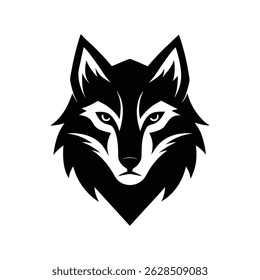a black and white vector illustration of wolf head