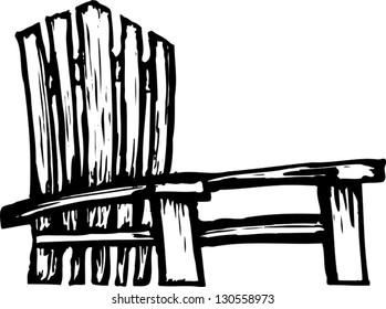 Black and white vector illustration of a wooden chair