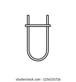 Black & white vector illustration of yarn stitch holder. Line icon of crochet knitting needle. Craft safety pin. Isolated object on white background