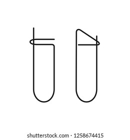 Black & white vector illustration of yarn stitch holder. Line icon of crochet knitting needle. Craft safety pin. Isolated object on white background
