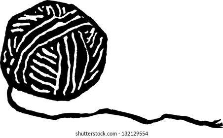 Black and white vector illustration of yarn
