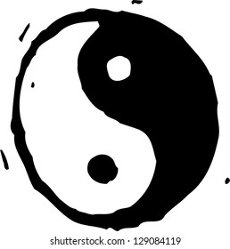 Black and white vector illustration of Yin and Yang symbol