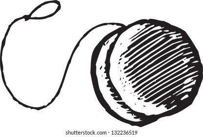 Black and white vector illustration of a yo-yo