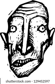 Black and white vector illustration of a zombie