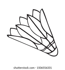 Black and white vector image of a badminton birdie