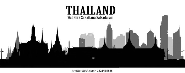 
Black and white vector image, Bangkok City Building, Thailand