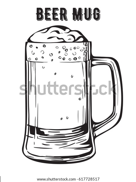 Schwarz Weiss Vektorillustration Bild Eines Bierkrug Trink Mit Viel Stock Vektorgrafik Lizenzfrei