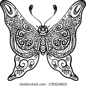 black and white vector image of butterfly print