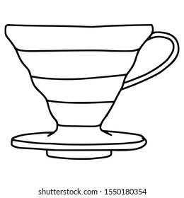 black and white vector image of coffee pour over