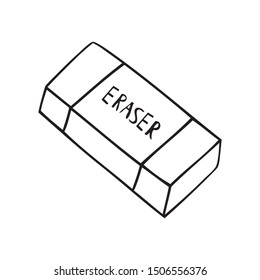 Black and white vector image of eraser with band