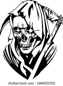 black and white vector image of a grim reaper