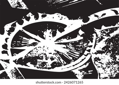 black and white vector image of grunge destressed rough weathered background texture