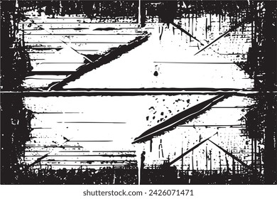 black and white vector image of grunge destressed rough weathered background texture