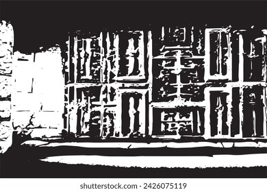 black and white vector image of grunge destressed rough weathered background texture