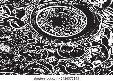 black and white vector image of grunge destressed rough weathered background texture