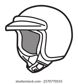 black and white vector image, half face helmet without simple visor