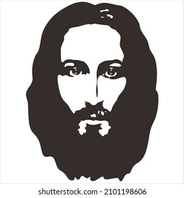 Black and white vector image Jesus from shroud