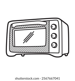 black and white vector image, line art, large microwave handle