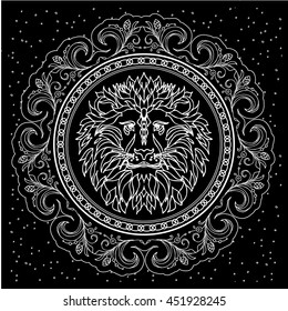 1,213 Lion head black white crown Images, Stock Photos & Vectors ...