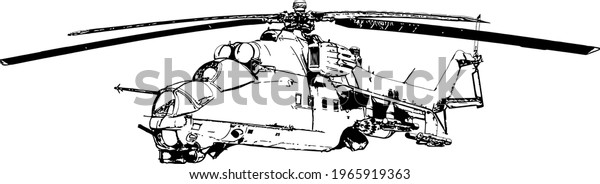 Black White Vector Image Military Helicopter Stock Vector (Royalty Free ...