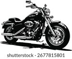 A black and white vector image of a motorcycle.