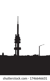 imagen vectorial en blanco y negro de la arquitectura de la praga y la torre de la praga
