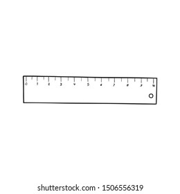 Black and white vector image of a ruler