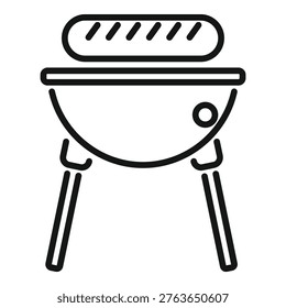 Black and white vector image of a simple, modern portable grill suitable for icons and logos