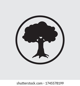 black and white vector image of a tree on a white isolate
