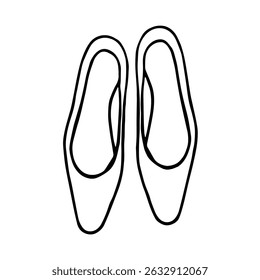 Black and white vector image of women's shoes. Summer footwear.