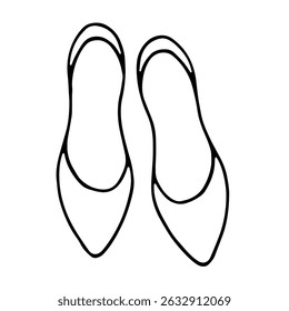 Black and white vector image of women's shoes. Summer footwear.