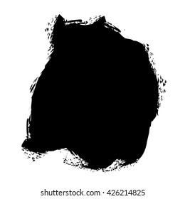 Black and white vector ink painting. Abstract art. Painted shape. Hand drawn background for banner, poster, card, book cover. Black and white abstract design with place for your text. Vector art.